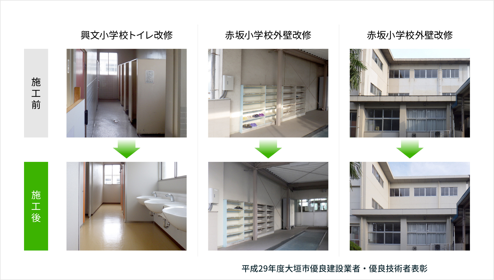 小学校の改修前と改修後